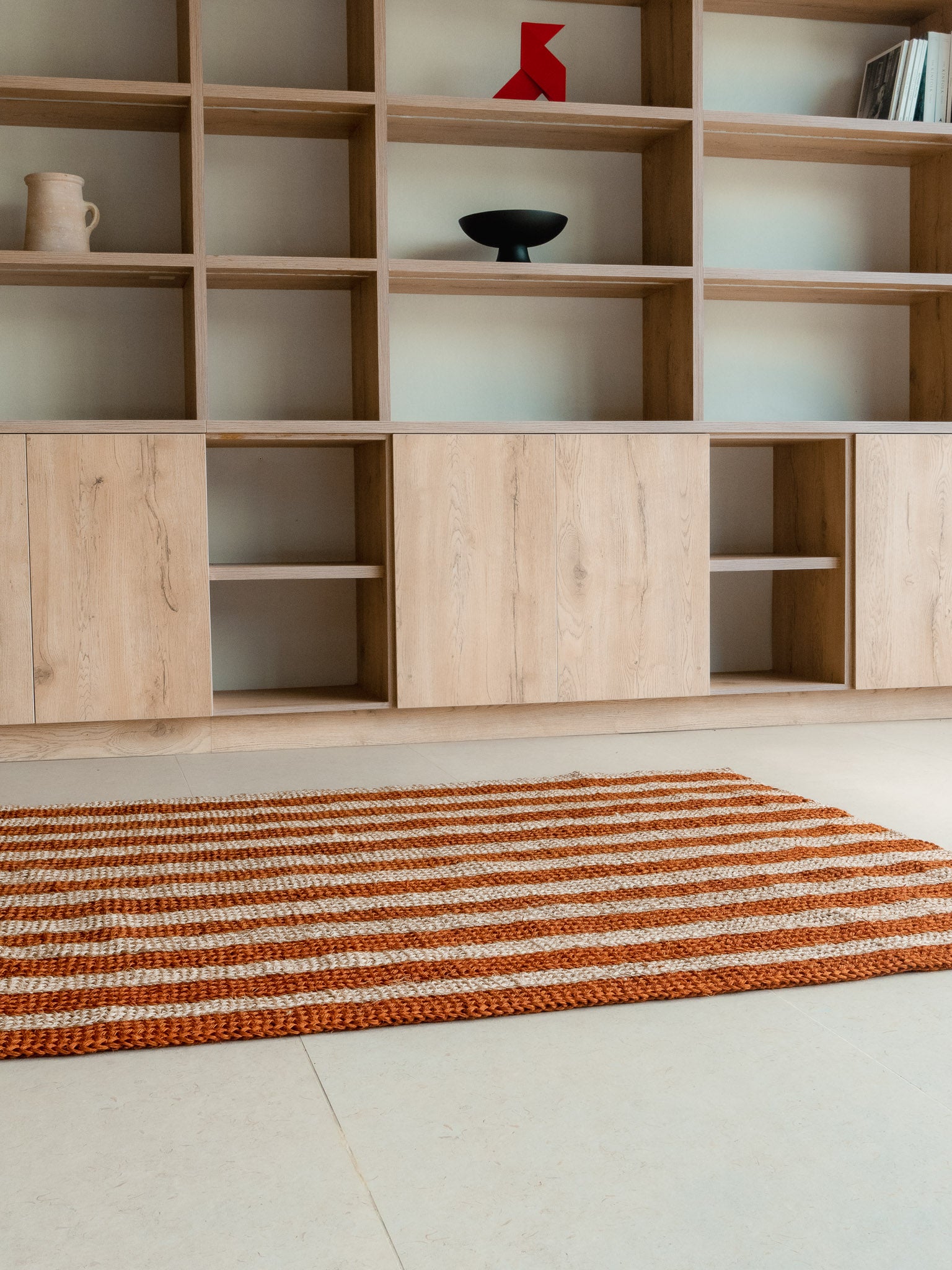 Ochre Striped Handwoven Fique Rug