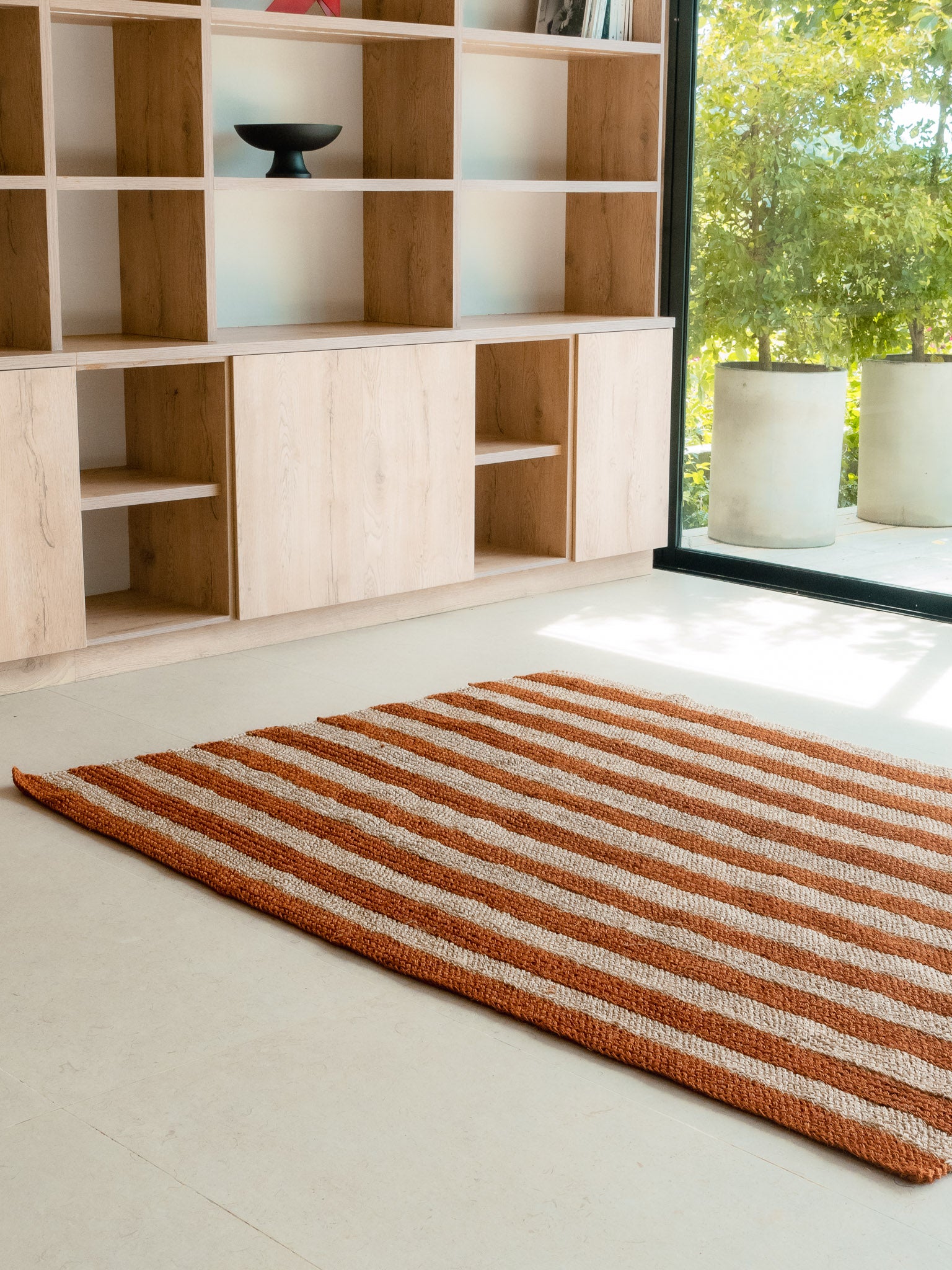 Ochre Striped Handwoven Fique Rug