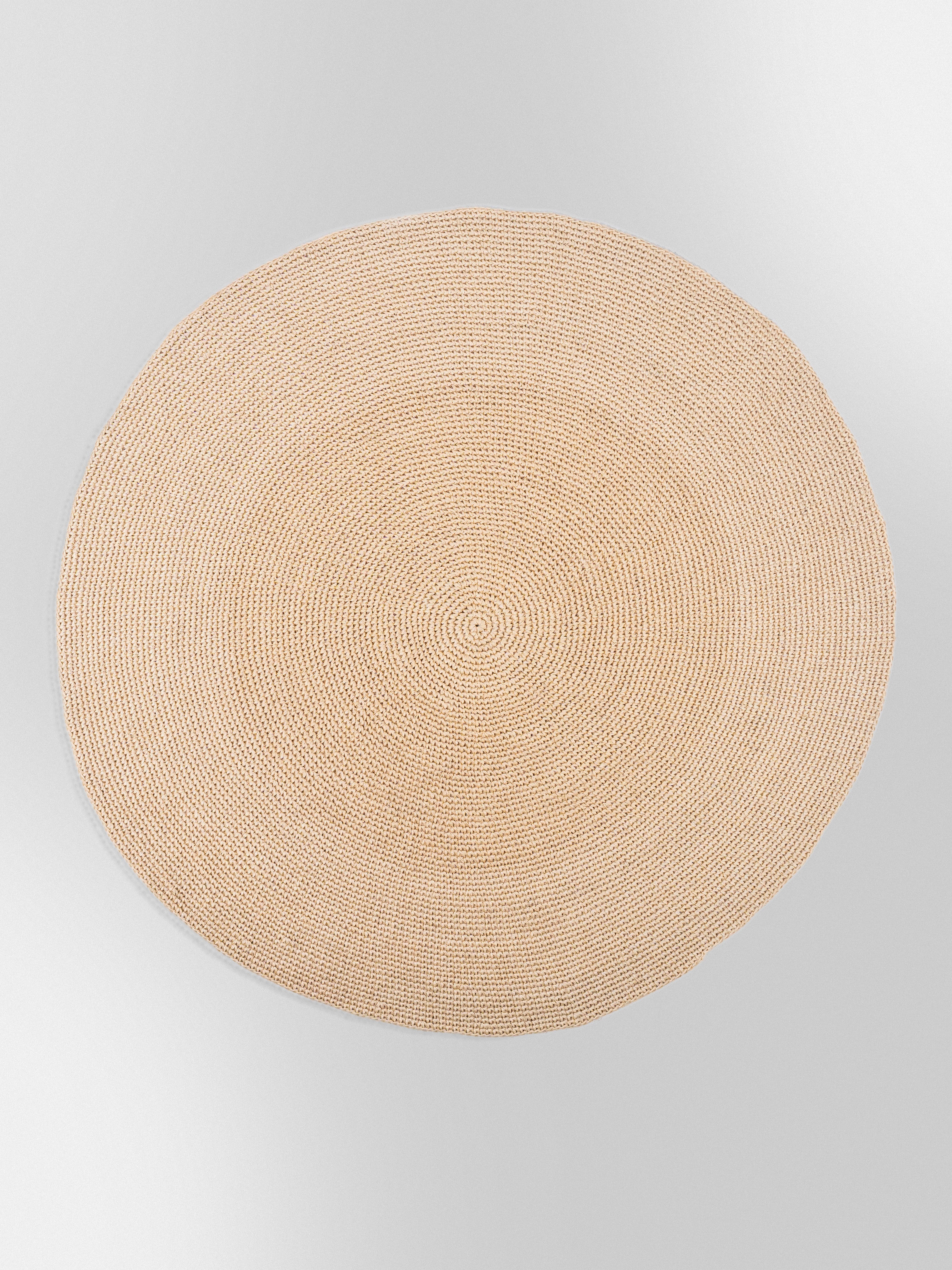 Handwoven Off White Round Rug