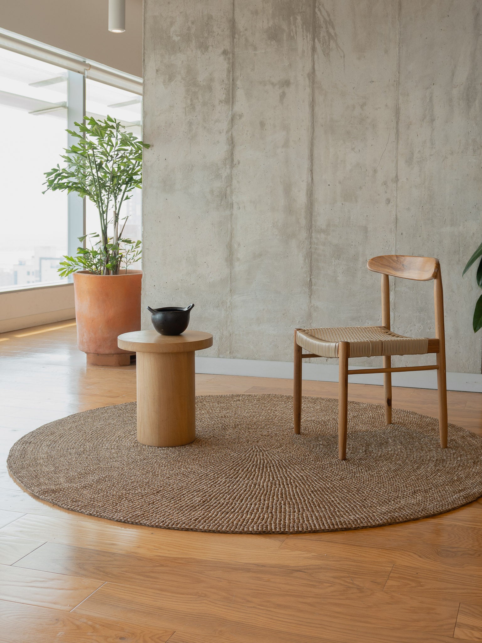 Handwoven Sand Round Rug