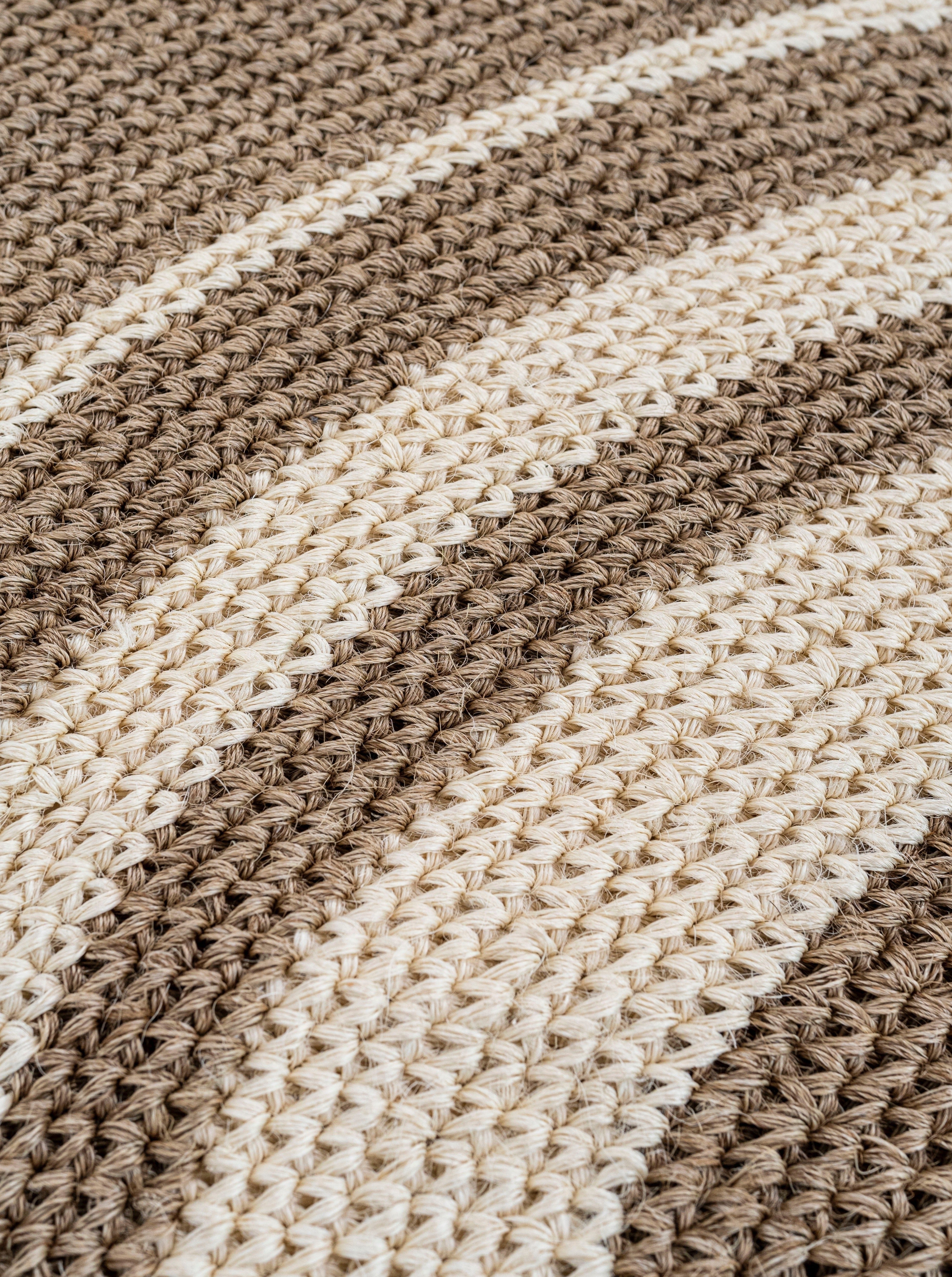 Handwoven Sand Round Rug with Stripes